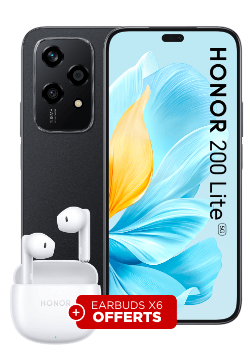 Honor Pack 200 Lite & Earbuds X6 Noir 256 Go - Free Mobile